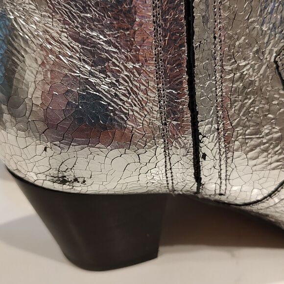 Isabel Marant Silver Metallic Dicker  Leather Ankle Boots - Picture 9 of 10